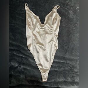 Urban Outfitters Satin Ivory Bodysuit